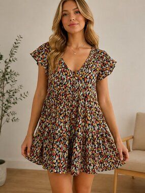 $79 Size Large Urban Outfitters Floral Tiered Babydoll Dress